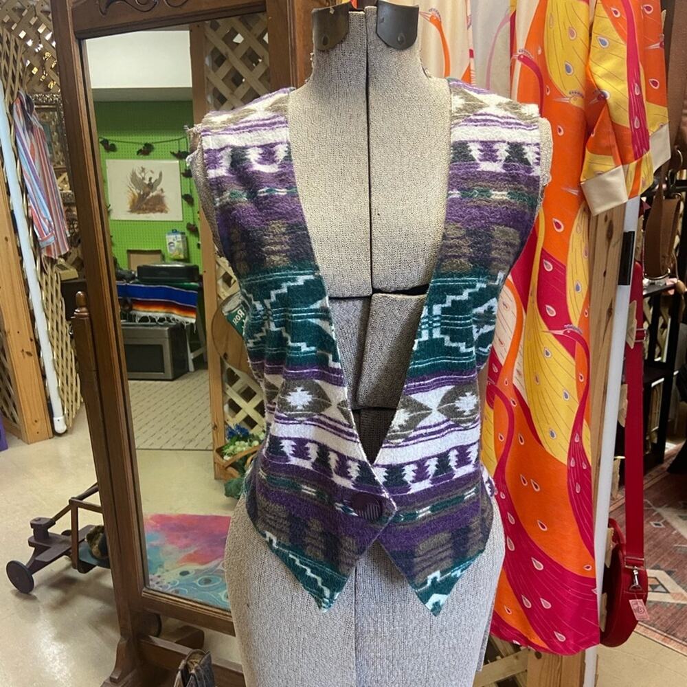 Vintage Western Brown and Cream Vest‎ (E)